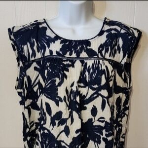 St John's Bay Sleeveless‎ Top Small Blue White Lightweight Summer Casual A259